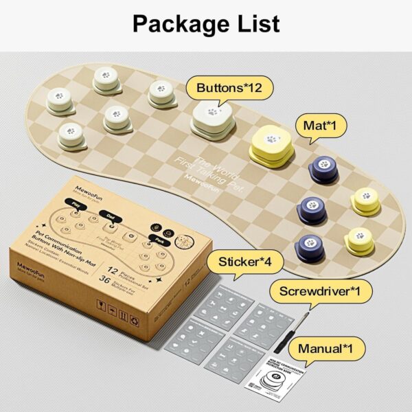 MEWOOFUN Dog Talking Buttons - 12-Pack Rechargeable Voice Recording Buttons With Mat, Communication Starter Kit For Dogs & Cats, Easy-to-Use Pet Sound Buttons - Image 7